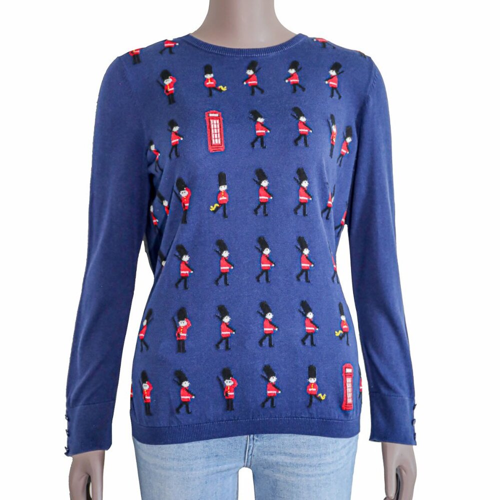 Talbots Preppy Navy Blue Crew Neck London Lightweight‎ Classic Sweater Knitwear